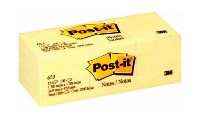 將圖像加載到圖庫查看器中,3M Post-it 653 黃色報事貼 1.5" x 2" (12本)