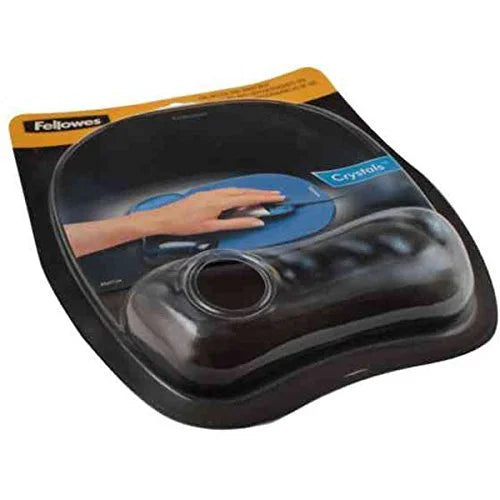 Fellowes FW9112101 Crystal Gel Wrist Rest (Black)