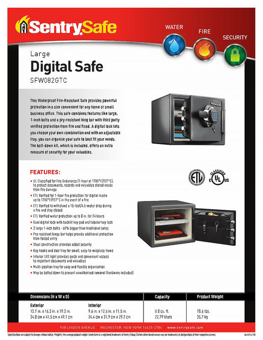 Sentry SFW-082GTC Safe Electronic + Key