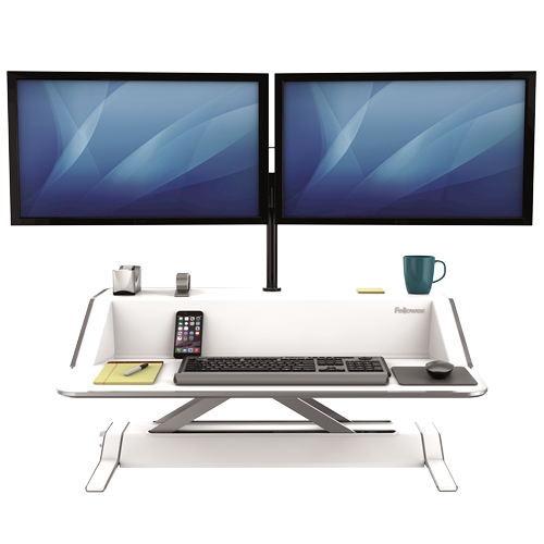 Load image into Gallery viewer,  Fellowes Lotus Sit-Stand Workstation Desk (White)
