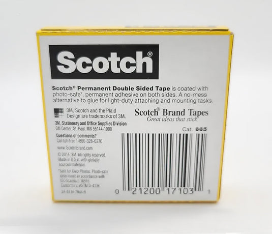 3M Scotch 665 Double Side Tape 1/2"x25yds