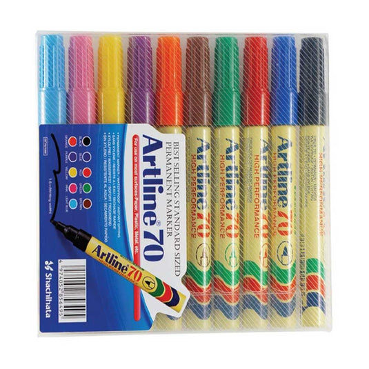 Artline 70 Permanent Markers (Bullet 10-col-12 pcs)