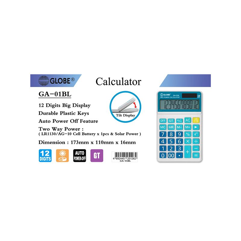 Load image into Gallery viewer, Globe GA-01BL Calculator (12 digits)
