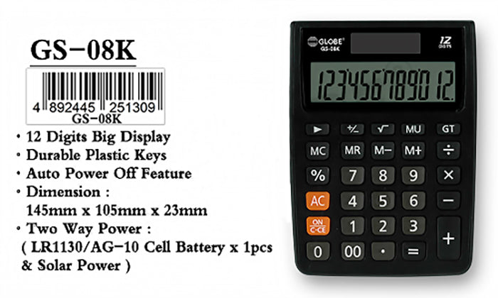 Load image into Gallery viewer, Globe GS-08K Desk-Top Calculators (12 digits)
