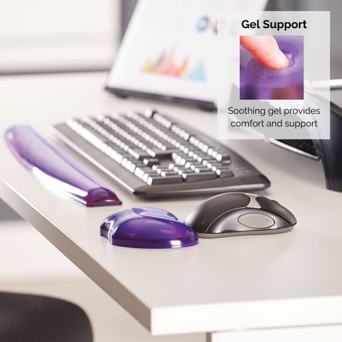 Fellowes FW91177 Crystal Gel Wrist Rest (Purple)