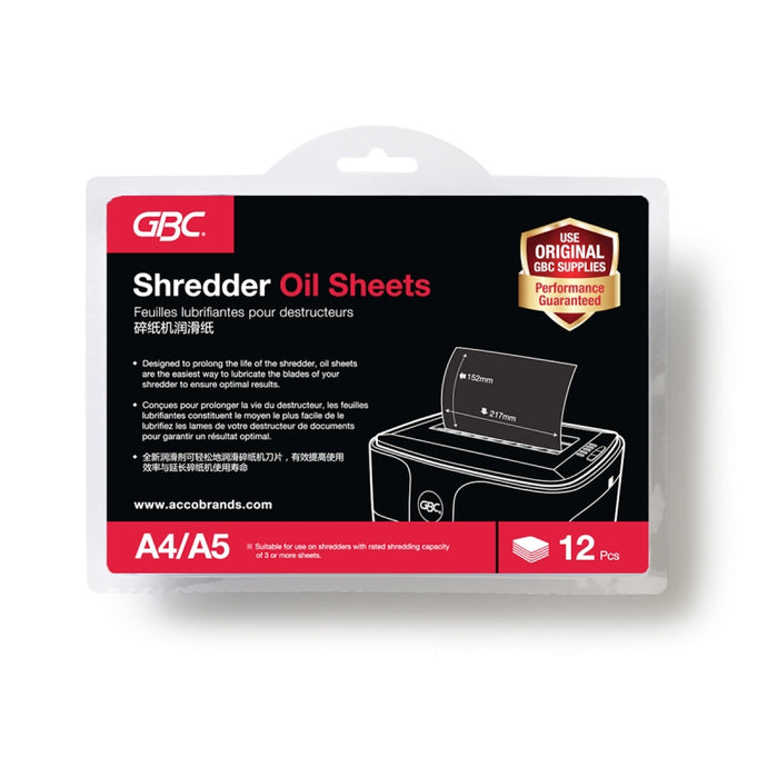 GBC Shredder Oil Sheet (12 sheets/pack)